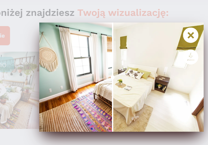 Sypialnia boho wygenerowana przez Instant Room